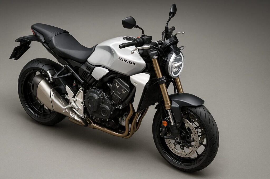 【徹底解説】CB1000Fのシート高は本当に高い?足つきの不安を解消する全知識 CB1000Fのシート前方が絞り込まれた形状を強調した画像。足つき性を高める工夫が分かる構図。