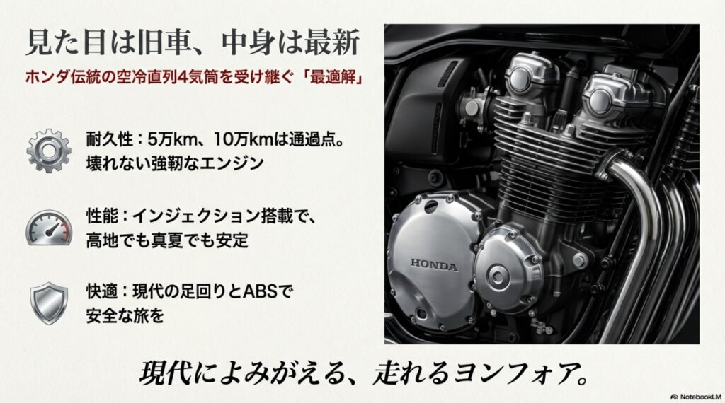 CB1100空冷直列4気筒エンジンの耐久性と最新機能