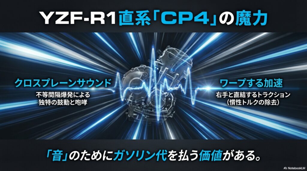 YZF-R1直系CP4エンジンのクロスプレーンサウンドと圧倒的な加速性能