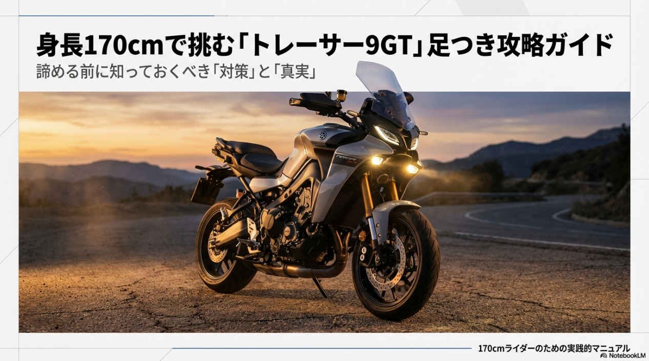 身長170cmライダーのためのトレーサー9GT足つき攻略ガイドと対策マニュアルの表紙画像