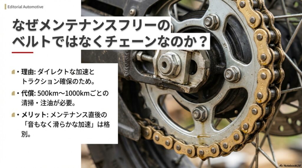 X-ADVがメンテナンスフリーのベルトではなくチェーン駆動を採用する理由とメリット