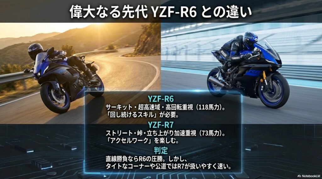 YZF-R7 YZF-R6 比較 馬力 違い 得意領域