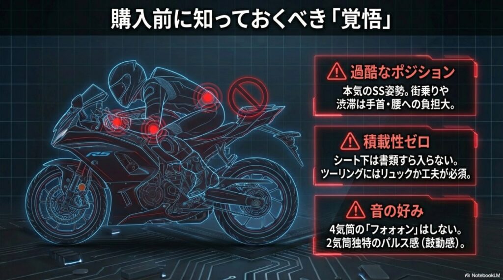 YZF-R7 ポジション きつい 前傾姿勢 積載性なし デメリット