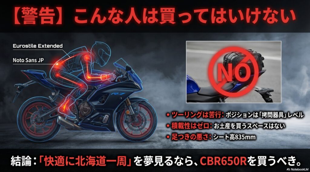 YZF-R7を買って後悔する人の特徴（ツーリング・積載・足つき）