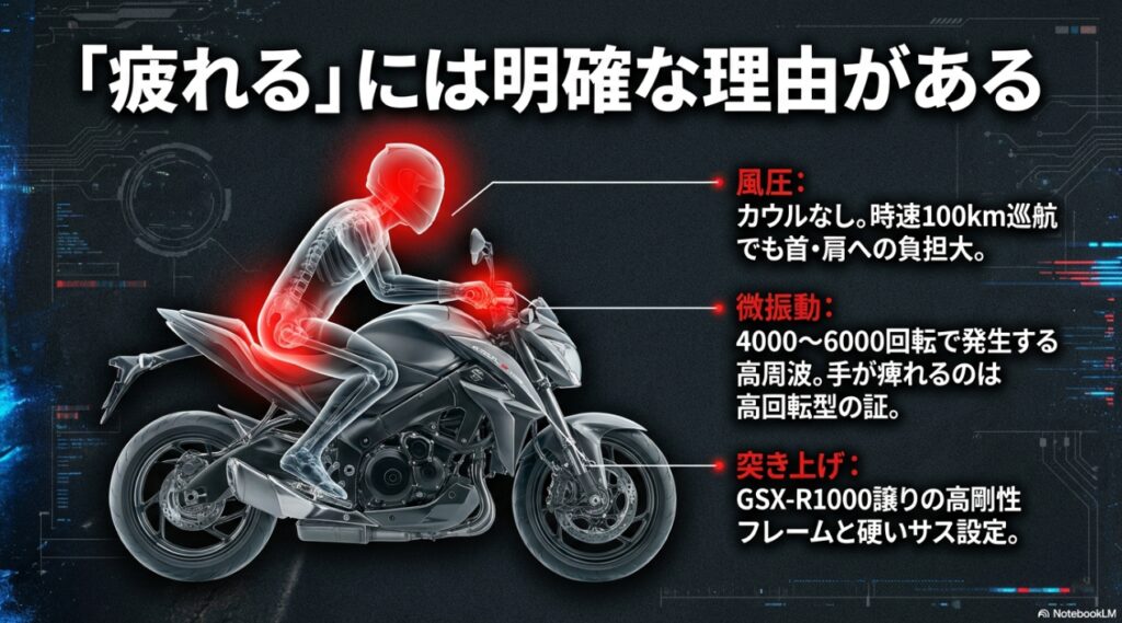 GSX-S1000が疲れる3つの原因：風圧・微振動・突き上げ