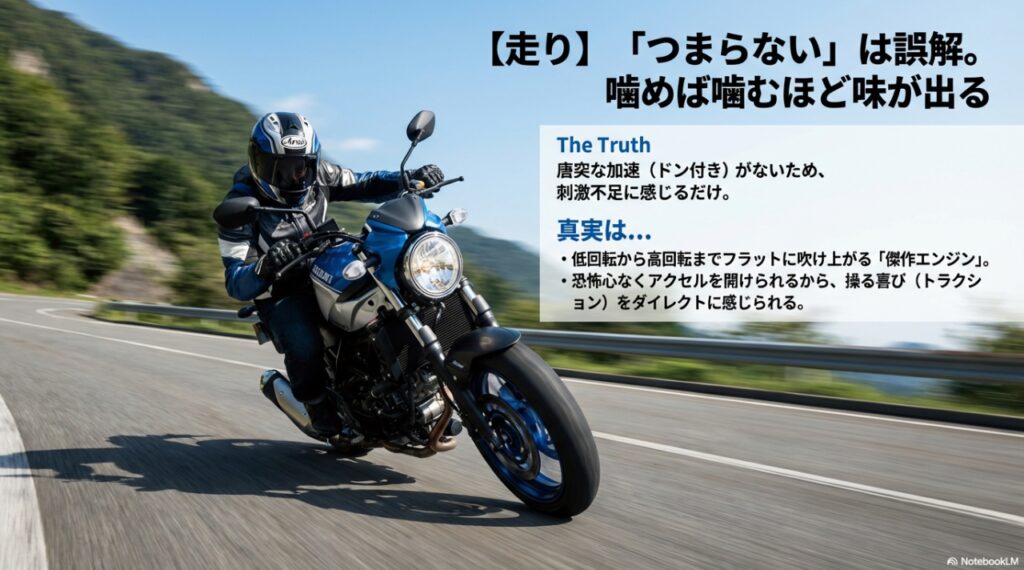 SV650で後悔する人、しない人の決定的な違い。「つまらない」という噂の正体と、欠点を愛着に変える方法 SV650のVツインエンジンが「つまらない」と誤解される理由とトラクション性能の解説