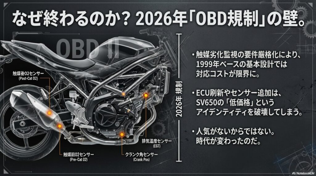 2026年排ガス規制OBD2対応に必要なセンサー追加とコスト増の解説図
