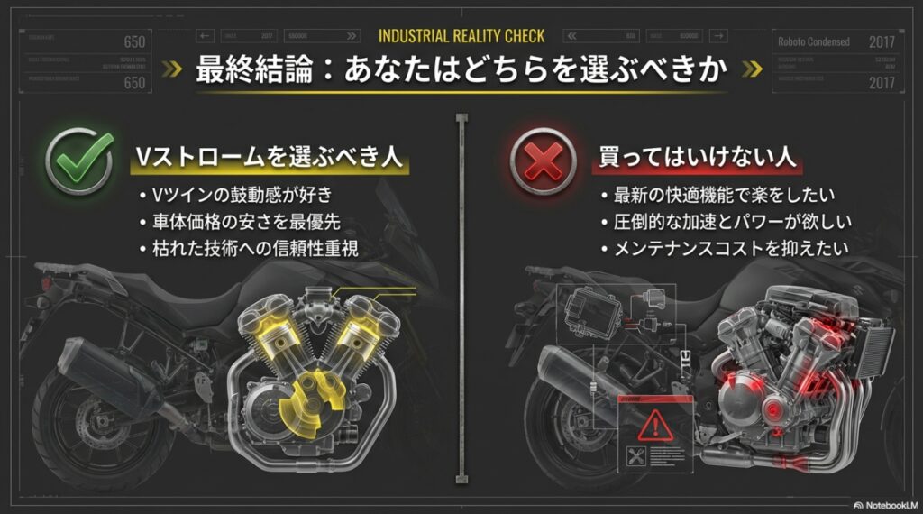 Vストローム650の欠点と限界|ライバル車と比較してわかった「設計の古さ」と致命的な弱点 Vストローム650を選ぶべき人と買ってはいけない人の特徴リスト