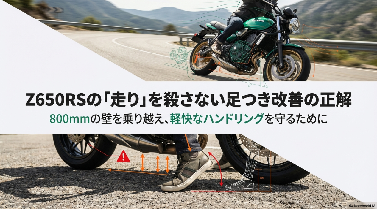 Z650RSのシート高800mmの壁を乗り越え、軽快なハンドリングを守るための足つき改善とローダウンの最適解（アイキャッチ画像）