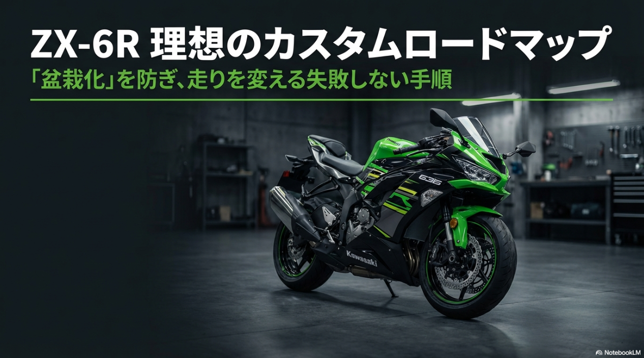 ZX-6Rのカスタムは何から始める?ポジション改善から極める、失敗知らずのパーツ選び ZX-6Rの理想のカスタム手順を解説するロードマップのタイトル画像