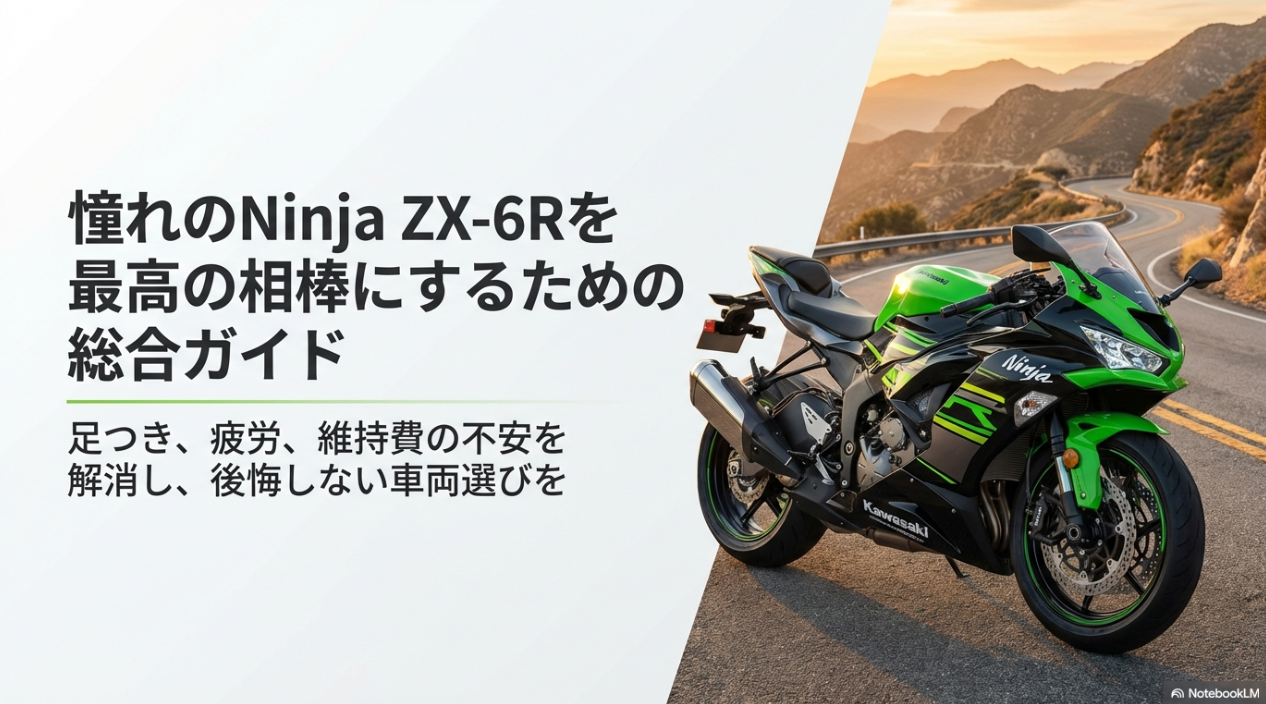 憧れのNinja ZX-6Rを最高の相棒にするための総合ガイド。足つき、疲労、維持費の不安を解消し後悔しない車両選びを。