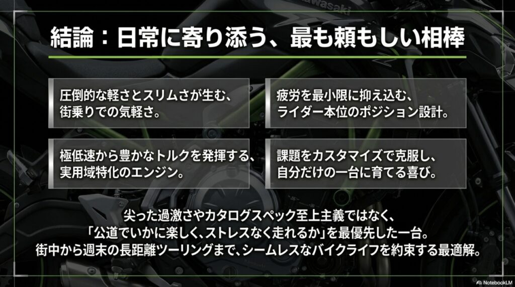 日常に寄り添う最も頼もしい相棒。公道で楽しくストレスなく走れる一台