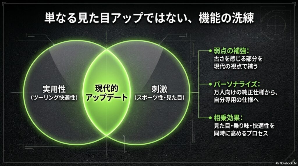 単なる見た目アップではない機能の洗練。古さを感じる部分を補い、万人向けから自分専用の仕様へアップデートするプロセス