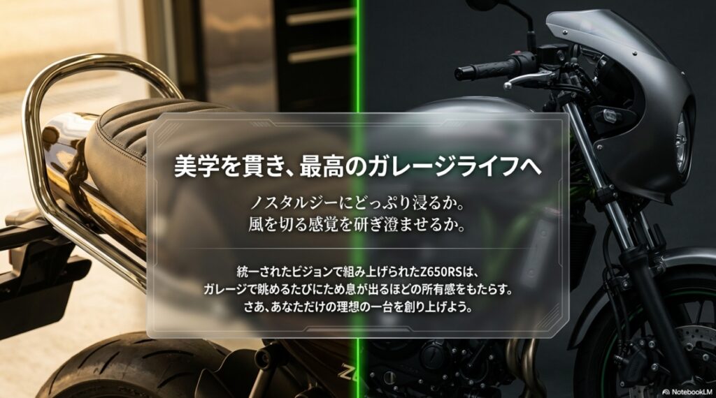 統一されたビジョンで組み上げられたZ650RSと最高のガレージライフ