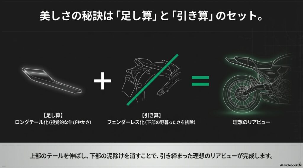 ロングテール化の足し算とフェンダーレス化の引き算による理想のリアビュー