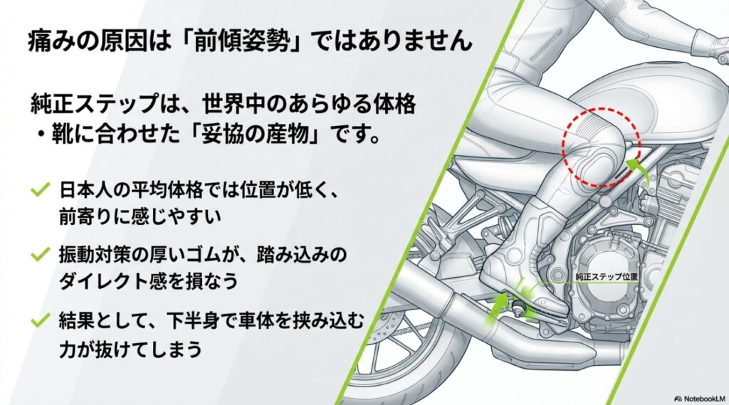 ツーリング後半の疲労が激減!ZX-6Rにバックステップを導入する本当のメリットとおすすめ比較 痛みの原因は前傾姿勢ではなく、日本人の体格には合わない妥協された純正ステップの位置にある