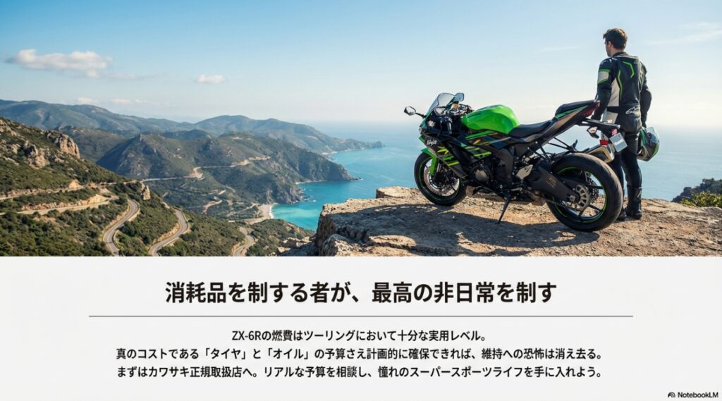 ZX-6Rの燃費は本当に悪い?ツーリングでの実測データと維持費のリアルな落とし穴 タイヤとオイルの維持費予算を確保して最高のツーリングを楽しむZX-6R