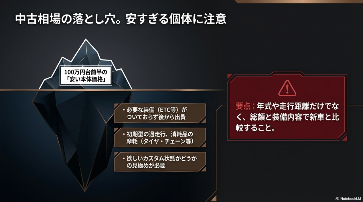 装備不足や過走行、消耗品の摩耗など、100万円台前半の安すぎる中古車に潜む落とし穴と注意点