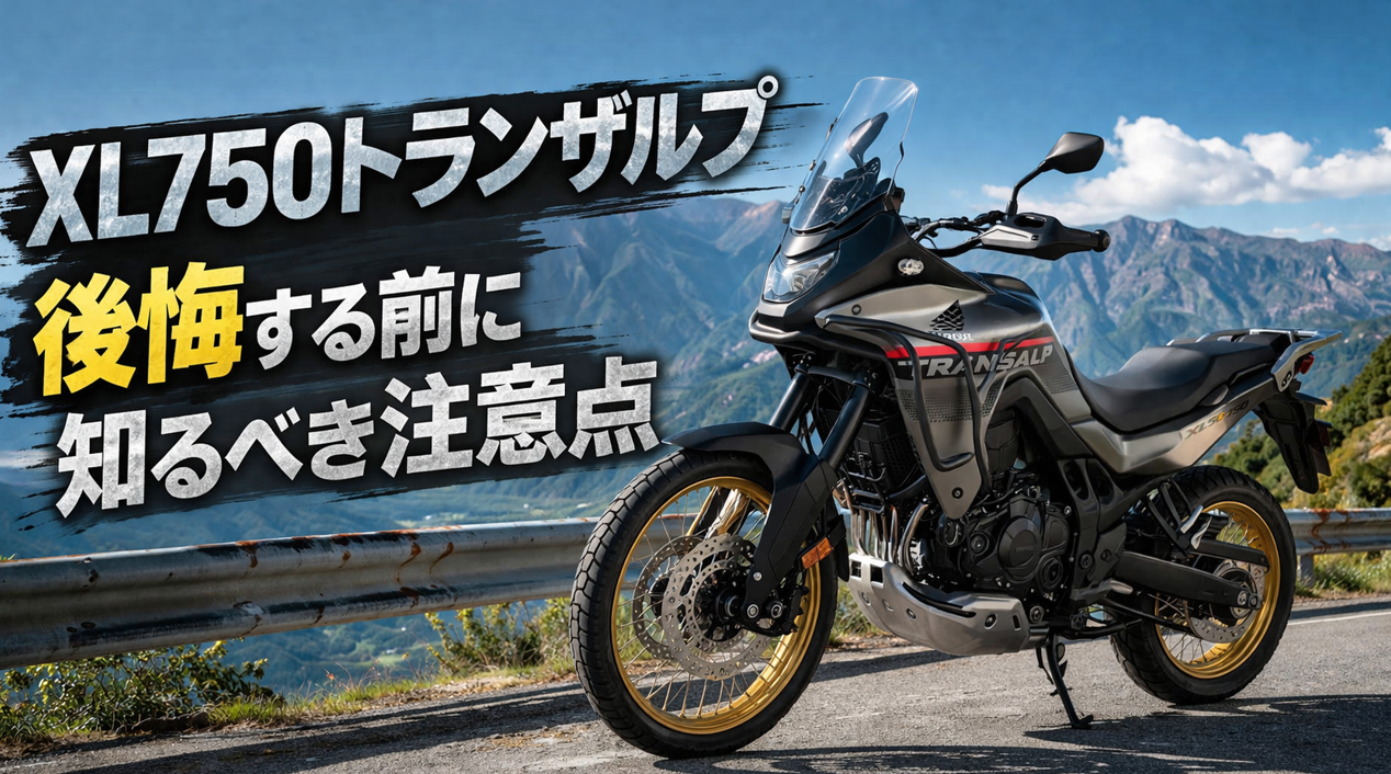 2025年式ホンダXL750トランザルプの実車イメージ。山岳路を背景にした16対9のアイキャッチ画像