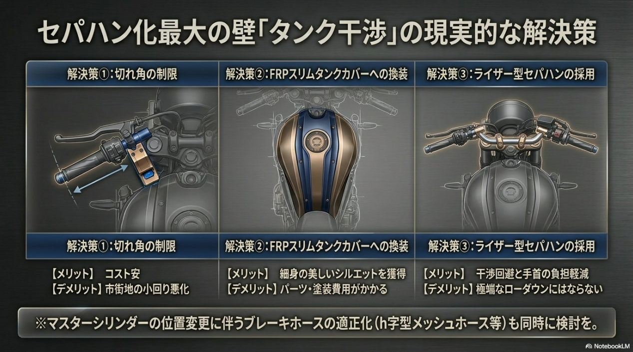 XSR700をセパハン化した際のタンク干渉を解決する3つの具体的なアプローチ