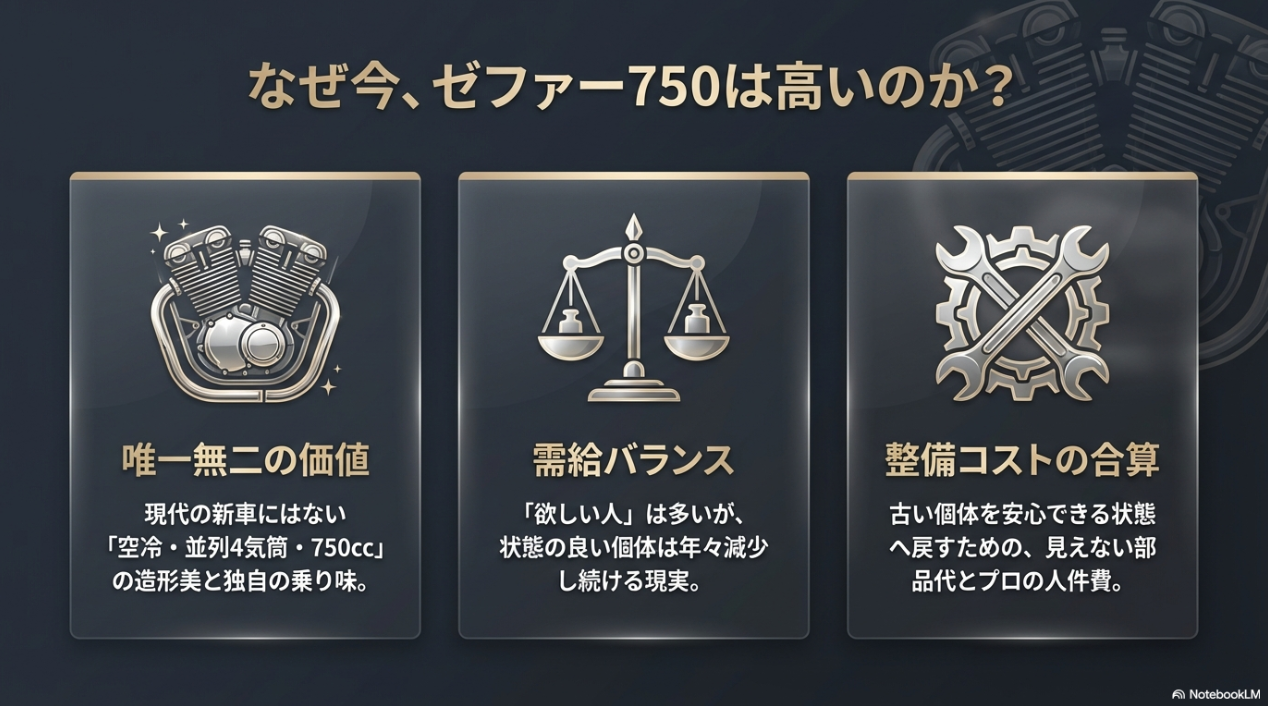 ゼファー750が高騰する理由。空冷並列4気筒の価値と需給バランス、整備コストについて