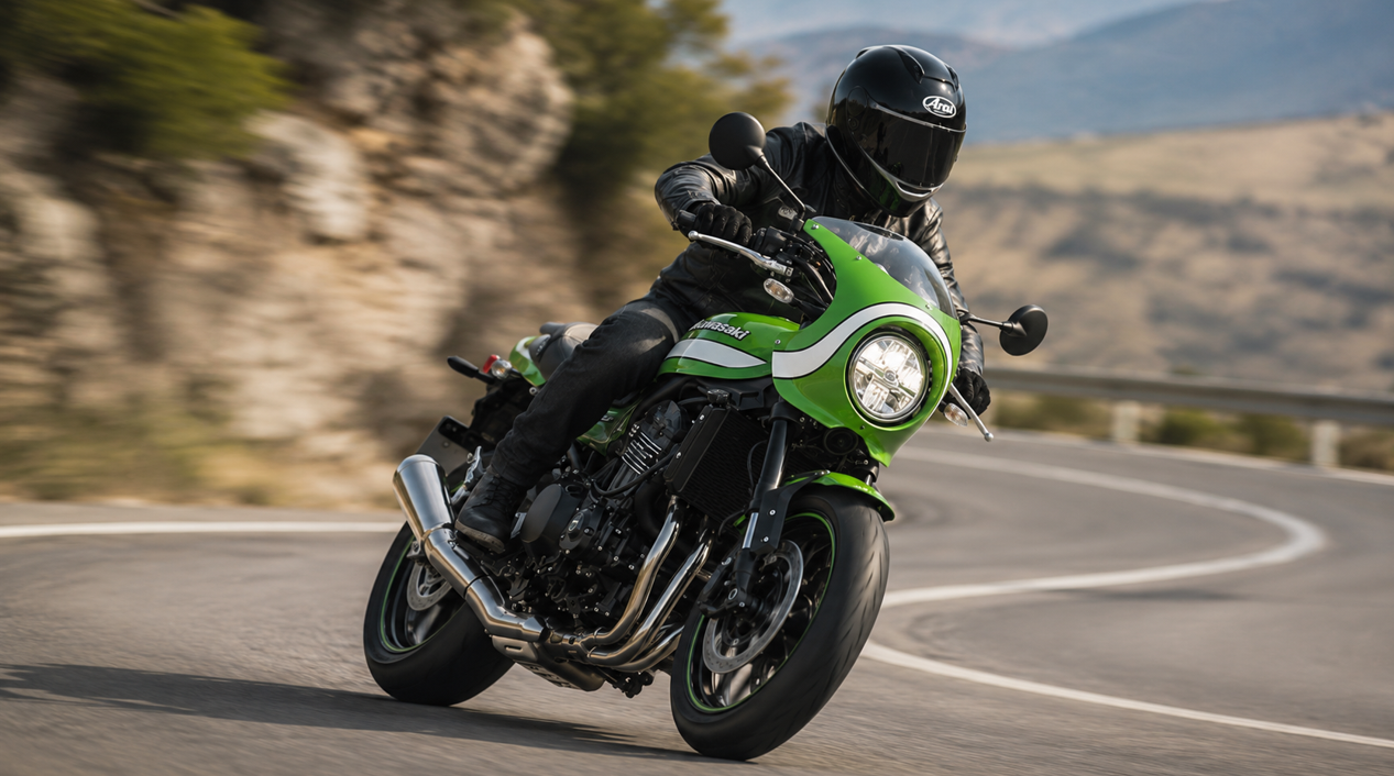 【完全版】Z900RS総合ガイド|SE・中古相場・評判・カスタムまで徹底解説 ワインディングを走るZ900RS CAFEのスポーティな走行イメージ