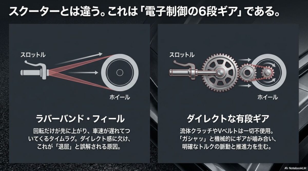 CVTとDCTの違い スクーターのCVTとNC750XのDCT(電子制御6段ギア)の動力伝達の構造的な違い