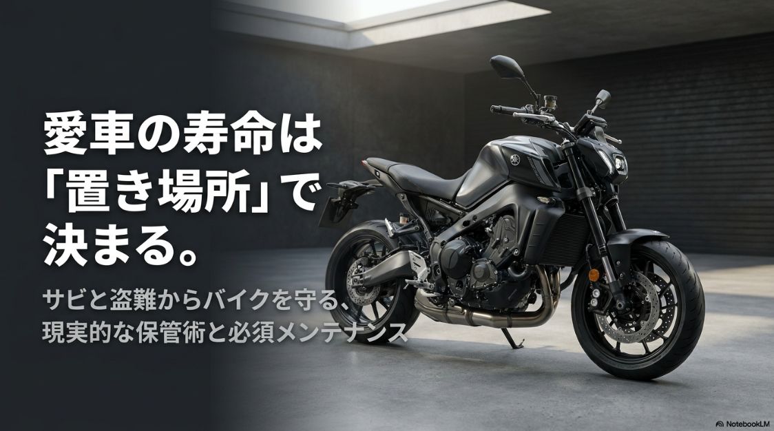 愛車を守るバイクの保管方法!屋外対策から長期保管メンテまで解説 愛車の寿命は置き場所で決まる。サビと盗難からバイクを守る現実的な保管術と必須メンテナンス