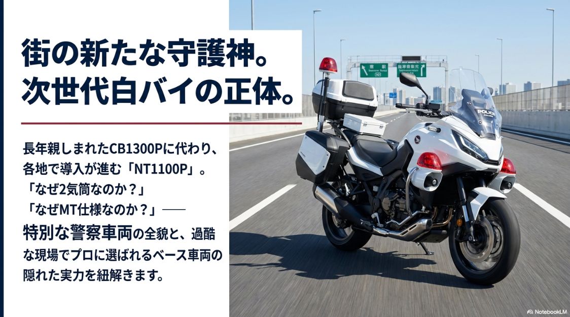 次世代白バイNT1100Pの正体とベース車両の隠れた実力を解説する概要スライド