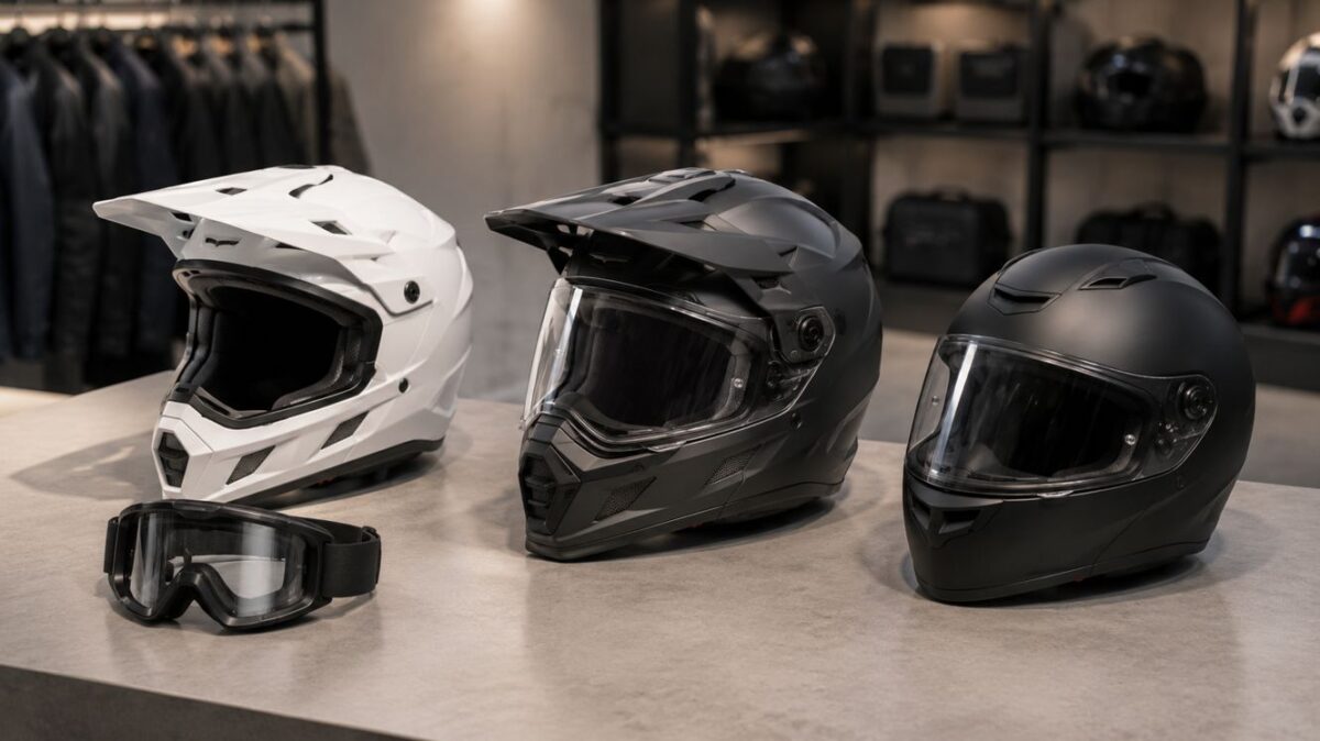 アドベンチャー用オフロードヘルメットの選び方|高速・林道で失敗しない注意点 純オフロード型、シールド付きアドベンチャー型、オンロード用フルフェイスの形状比較