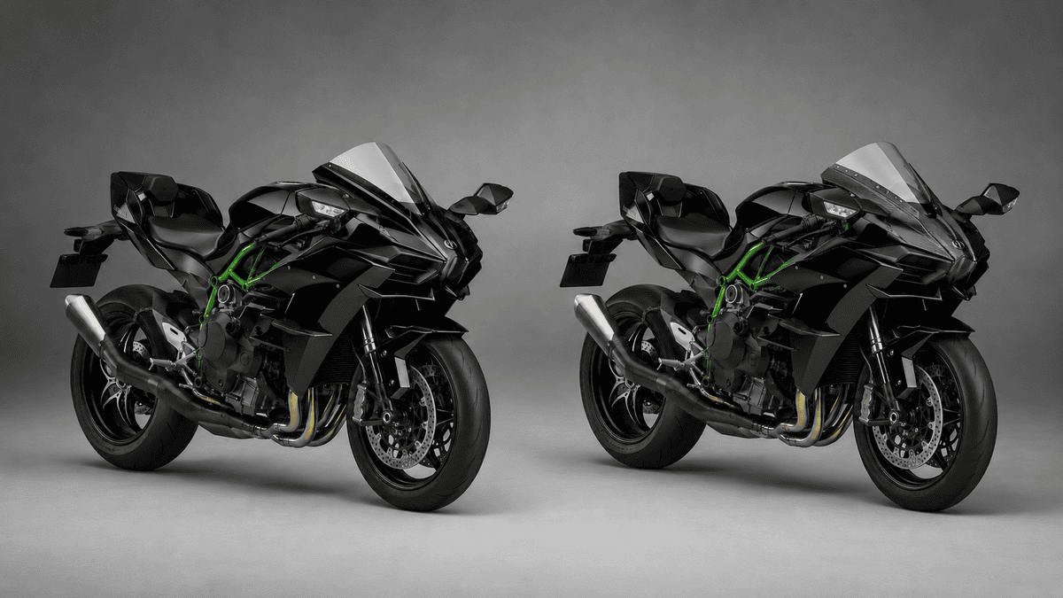 標準Ninja H2とカーボン製アッパーカウルを備えたNinja H2 Carbon